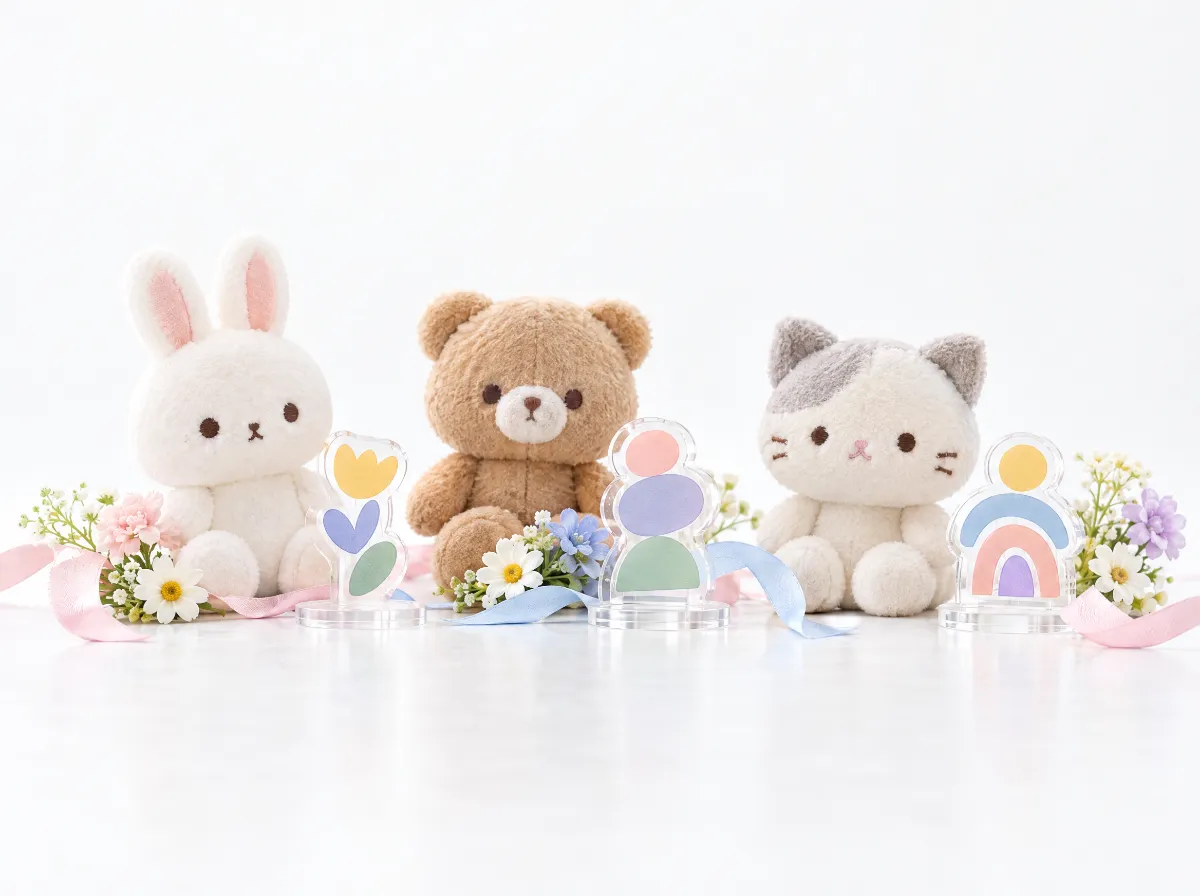 ぬいぐるみとアクリルスタンドの撮影イメージ